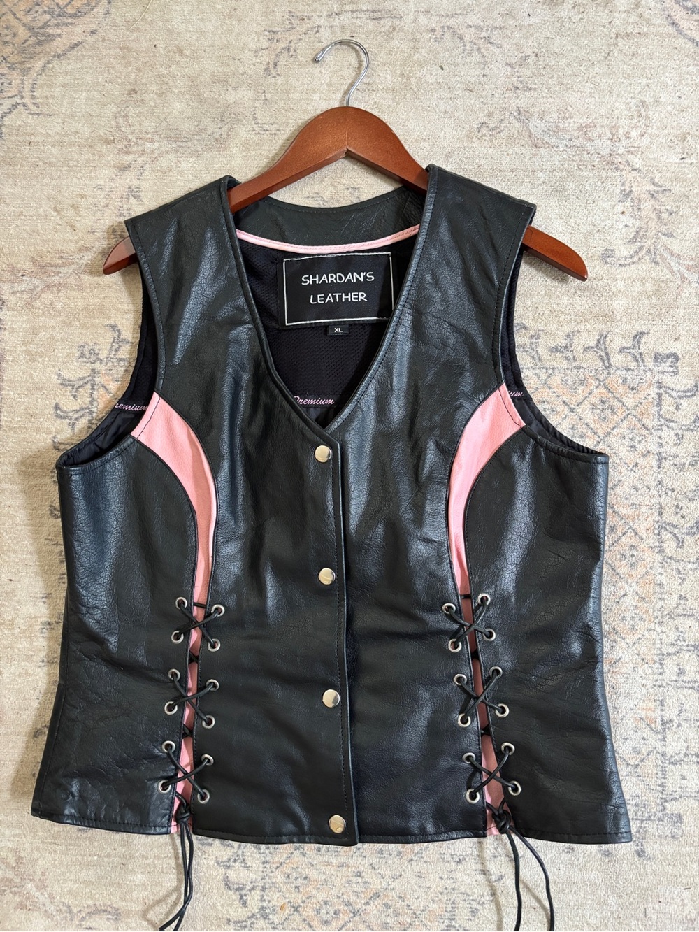 Women's Black Vest with Pink Panels